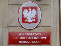 WARSAW, POLAND - NOVEMBER 19:   
The 'Ministerstwo Kultury i Dziedzictwa Narodowego' (Ministry of Culture and National Heritage) sign in War...