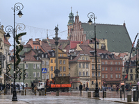 WARSAW, POLAND - NOVEMBER 19:   
Christmas decorations being set up in the streets of central Warsaw in preparation for the holiday season,...