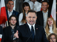 KRAKOW, POLAND - NOVEMBER 24:
Karol Nawrocki, the Law and Justice (PiS) party's candidate for the 2025 presidential election, during his spe...