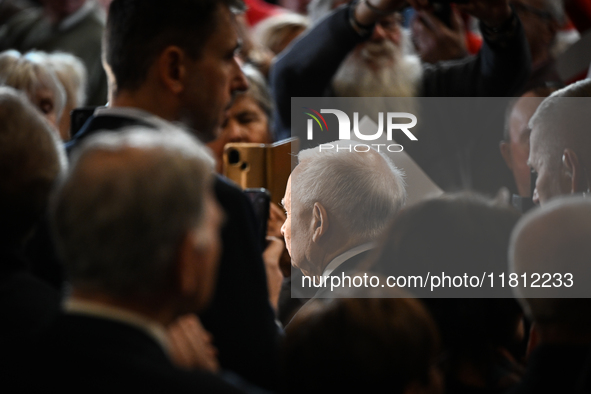 KRAKOW, POLAND - NOVEMBER 24:
Jarosaw Kaczynski, leader of the opposition Law and Justice party, arrives ahead of the nomination of Karol Na...