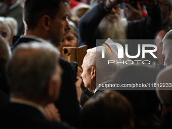 KRAKOW, POLAND - NOVEMBER 24:
Jarosaw Kaczynski, leader of the opposition Law and Justice party, arrives ahead of the nomination of Karol Na...