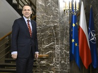 Ukrainian FM Andrii Sybiha meets with his counterpart Radoslaw Sikorski at the Ministry of Foreign Affairs in Warsaw, Poland on 26 November,...