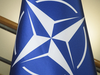 A NATO flag is pictured in Warsaw, Poland, on November 26, 2024. (