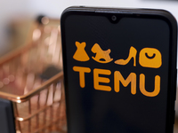 The Temu logo appears on the screen of a smartphone in Reno, United States, on November 26, 2024. (