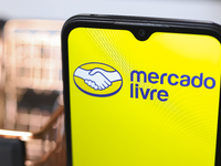 The Mercado Livre logo appears on the screen of a smartphone in Reno, United States, on November 26, 2024. (