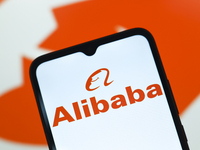 The Alibaba logo appears on the screen of a smartphone in Reno, United States, on November 26, 2024. (