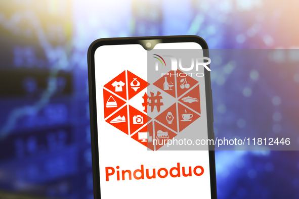 The Pinduoduo logo appears on the screen of a smartphone in Reno, United States, on November 26, 2024. 