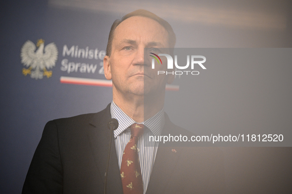 Polish FM Radoslaw Sikorski is seen at the Ministry of Foreign Affairs in Warsaw, Poland on 26 November, 2024. 