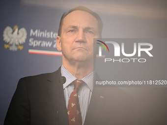 Polish FM Radoslaw Sikorski is seen at the Ministry of Foreign Affairs in Warsaw, Poland on 26 November, 2024. (