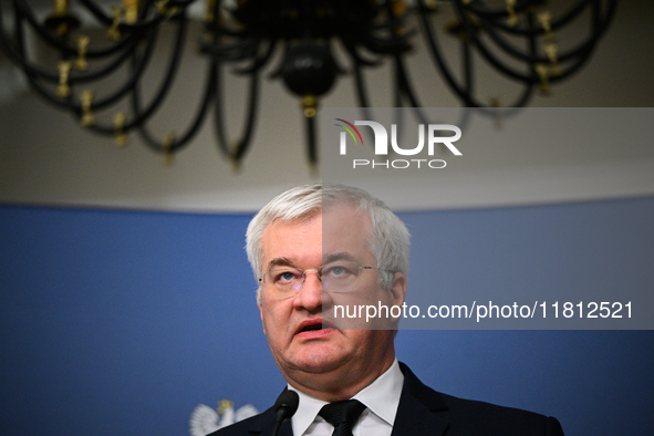 Ukrainian FM Andrii Sybiha is seen during his meeting with his Polish counterpart Radoslaw Sikorski at the Ministry of Foreign Affairs in Wa...