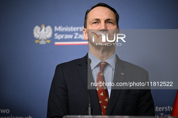 Polish FM Radoslaw Sikorski is seen at the Ministry of Foreign Affairs in Warsaw, Poland on 26 November, 2024. 