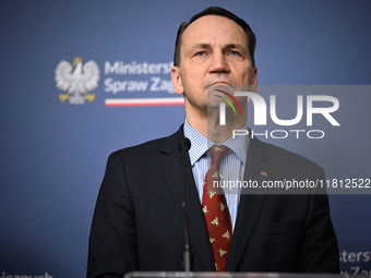 Polish FM Radoslaw Sikorski is seen at the Ministry of Foreign Affairs in Warsaw, Poland on 26 November, 2024. (