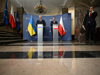 Ukrainian FM Andrii Sybiha (l) meets with his counterpart Radoslaw Sikorski (r) at the Ministry of Foreign Affairs in Warsaw, Poland on 26 N...