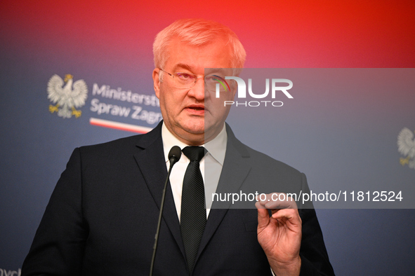 Ukrainian FM Andrii Sybiha is seen during his meeting with his Polish counterpart Radoslaw Sikorski at the Ministry of Foreign Affairs in Wa...