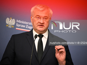 Ukrainian FM Andrii Sybiha is seen during his meeting with his Polish counterpart Radoslaw Sikorski at the Ministry of Foreign Affairs in Wa...