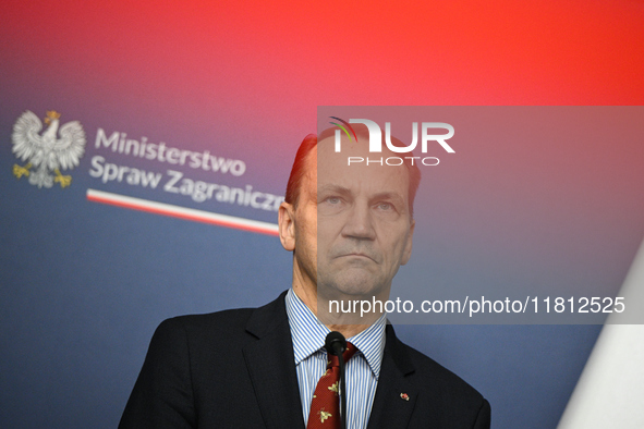 Polish FM Radoslaw Sikorski is seen at the Ministry of Foreign Affairs in Warsaw, Poland on 26 November, 2024. 