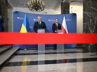 Ukrainian FM Andrii Sybiha (l) meets with his counterpart Radoslaw Sikorski (r) at the Ministry of Foreign Affairs in Warsaw, Poland on 26 N...