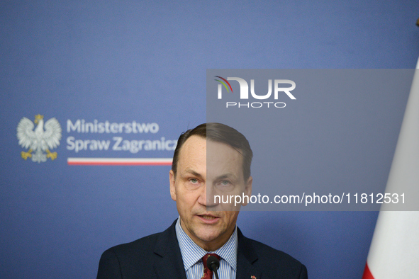 Polish FM Radoslaw Sikorski is seen at the Ministry of Foreign Affairs in Warsaw, Poland on 26 November, 2024. 