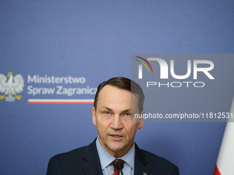 Polish FM Radoslaw Sikorski is seen at the Ministry of Foreign Affairs in Warsaw, Poland on 26 November, 2024. (