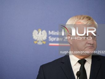 Ukrainian FM Andrii Sybiha is seen during his meeting with his Polish counterpart Radoslaw Sikorski at the Ministry of Foreign Affairs in Wa...