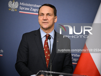 Polish FM Radoslaw Sikorski is seen at the Ministry of Foreign Affairs in Warsaw, Poland on 26 November, 2024. (