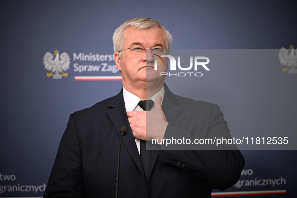 Ukrainian FM Andrii Sybiha is seen during his meeting with his Polish counterpart Radoslaw Sikorski at the Ministry of Foreign Affairs in Wa...