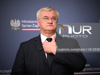 Ukrainian FM Andrii Sybiha is seen during his meeting with his Polish counterpart Radoslaw Sikorski at the Ministry of Foreign Affairs in Wa...