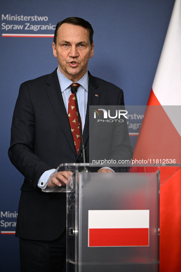 Polish FM Radoslaw Sikorski is seen at the Ministry of Foreign Affairs in Warsaw, Poland on 26 November, 2024. 