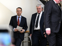 Ukrainian FM Andrii Sybiha (r) meets with his counterpart Radoslaw Sikorski (l) at the Ministry of Foreign Affairs in Warsaw, Poland on 26 N...