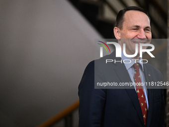 Polish FM Radoslaw Sikorski is seen at the Ministry of Foreign Affairs ahead of his meeting with Ukrainian FM Andrii Sybiha in Warsaw, Polan...