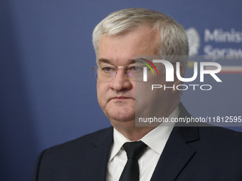 Ukraine's Foreign Affairs Minister Andrii Sybiha participates in a press conference after talks with his Polish counterpart Radoslaw Sikorsk...