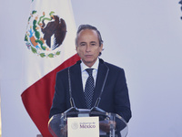 Eduardo Tricio Hao, President of Grupo Lala, speaks during the National Agreement for the Human Right to Water and Sustainability, held at t...