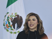 Marina del Pilar Avila, Governor of Baja California, speaks during the National Agreement for the Human Right to Water and Sustainability at...