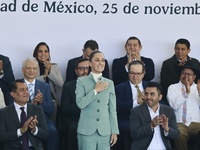 Claudia Sheinbaum Pardo, President of Mexico, participates in the National Agreement for the Human Right to Water and Sustainability at the...