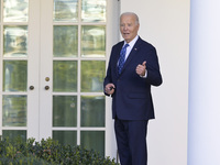 US President Joe Biden delivers remarks about the ceasefire deal on the border between Israel and Lebanon in Washington DC, USA, on November...