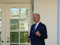 President Biden announces a ceasefire between Israel and Lebanon in the Rose Garden, United States, on November 26, 2024, before heading off...