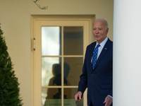 President Biden announces a ceasefire between Israel and Lebanon in the Rose Garden, United States, on November 26, 2024, before heading off...