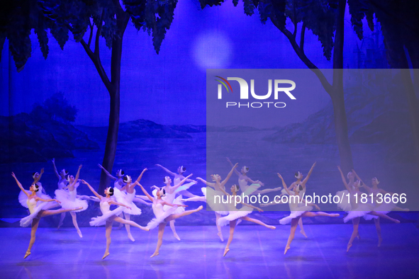 Ballet dancers perform in 'Swan Lake' at the Linkoping Concert & Congress in Linkoping, Sweden, on November 26, 2024. ''Swan Lake'' is synon...