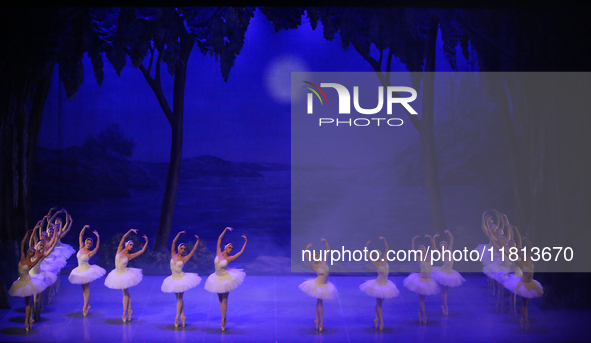 Ballet dancers perform in 'Swan Lake' at the Linkoping Concert & Congress in Linkoping, Sweden, on November 26, 2024. ''Swan Lake'' is synon...