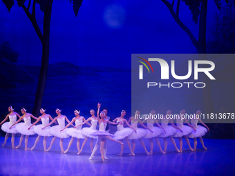 Ballet dancers perform in 'Swan Lake' at the Linkoping Concert & Congress in Linkoping, Sweden, on November 26, 2024. ''Swan Lake'' is synon...