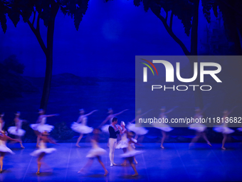 Ballet dancers perform in 'Swan Lake' at the Linkoping Concert & Congress in Linkoping, Sweden, on November 26, 2024. ''Swan Lake'' is synon...