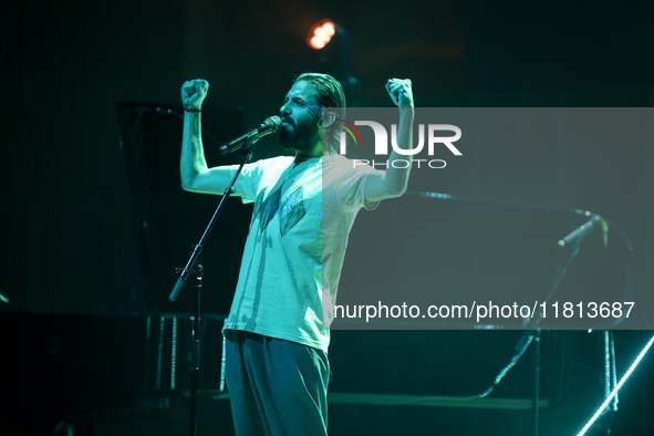 Portuguese singer-songwriter Salvador Sobral performs in the Sugia room at Casa da Musica in Porto, Portugal, on November 26, 2024. 