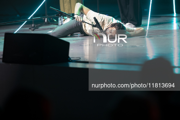 Portuguese singer-songwriter Salvador Sobral performs in the Sugia room at Casa da Musica in Porto, Portugal, on November 26, 2024. 