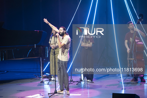 Portuguese singer-songwriter Salvador Sobral performs in the Sugia room at Casa da Musica in Porto, Portugal, on November 26, 2024. 