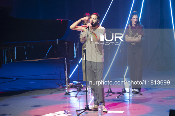 Portuguese singer-songwriter Salvador Sobral performs in the Sugia room at Casa da Musica in Porto, Portugal, on November 26, 2024. 