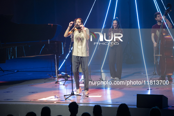 Portuguese singer-songwriter Salvador Sobral performs in the Sugia room at Casa da Musica in Porto, Portugal, on November 26, 2024. 