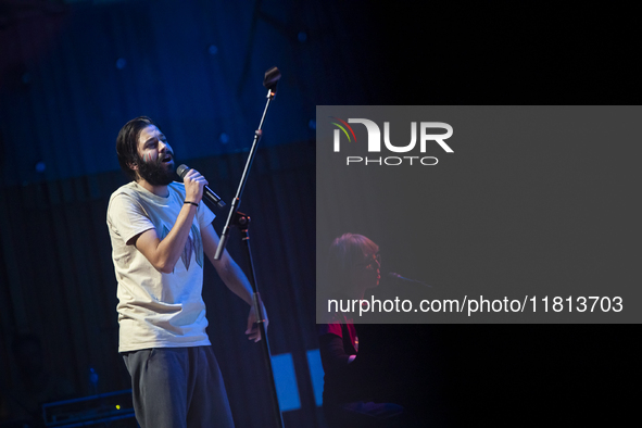 Portuguese singer-songwriter Salvador Sobral performs in the Sugia room at Casa da Musica in Porto, Portugal, on November 26, 2024. 