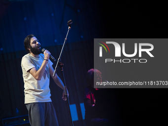 Portuguese singer-songwriter Salvador Sobral performs in the Sugia room at Casa da Musica in Porto, Portugal, on November 26, 2024. (