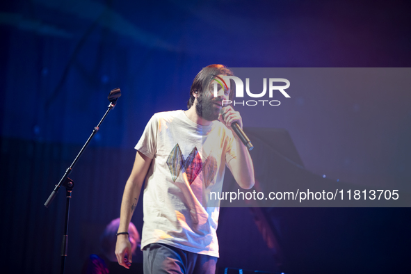 Portuguese singer-songwriter Salvador Sobral performs in the Sugia room at Casa da Musica in Porto, Portugal, on November 26, 2024. 