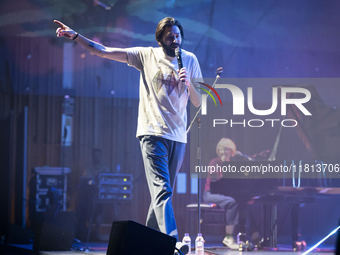 Portuguese singer-songwriter Salvador Sobral performs in the Sugia room at Casa da Musica in Porto, Portugal, on November 26, 2024. (